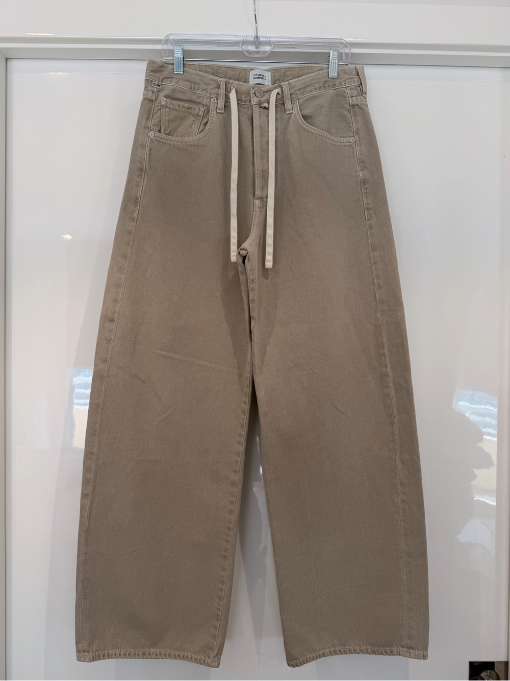 Citizens Of Humanity Wide-Leg Jeans in Khaki with Drawstring